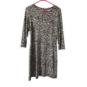 Tommy Bahama Leopard Animal Print Modal Cowl Neck Shift Dress Small